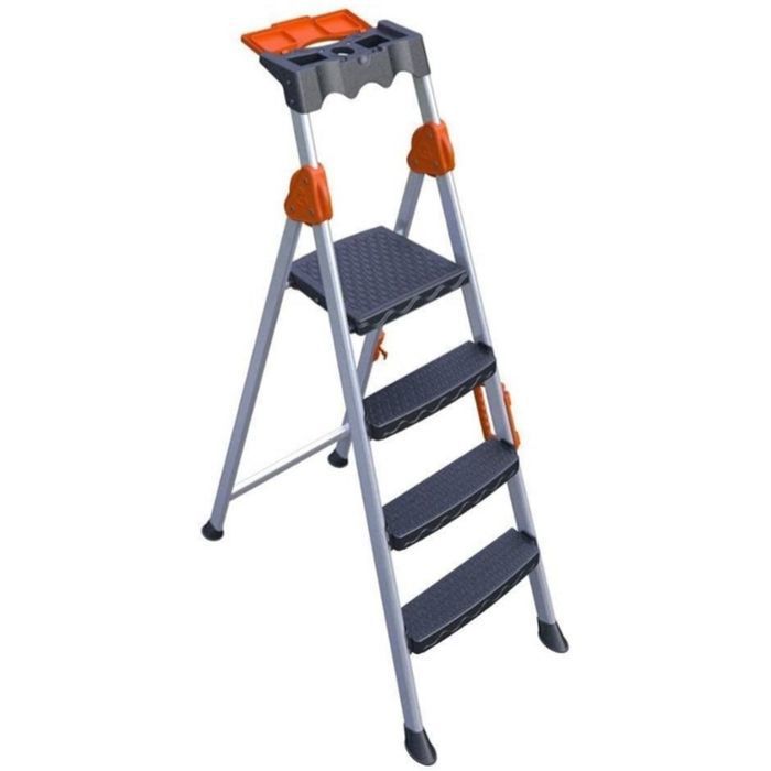 Escabeau - MENSA PLUS - 14004 - Métal - 4 Marches - Antidérapant