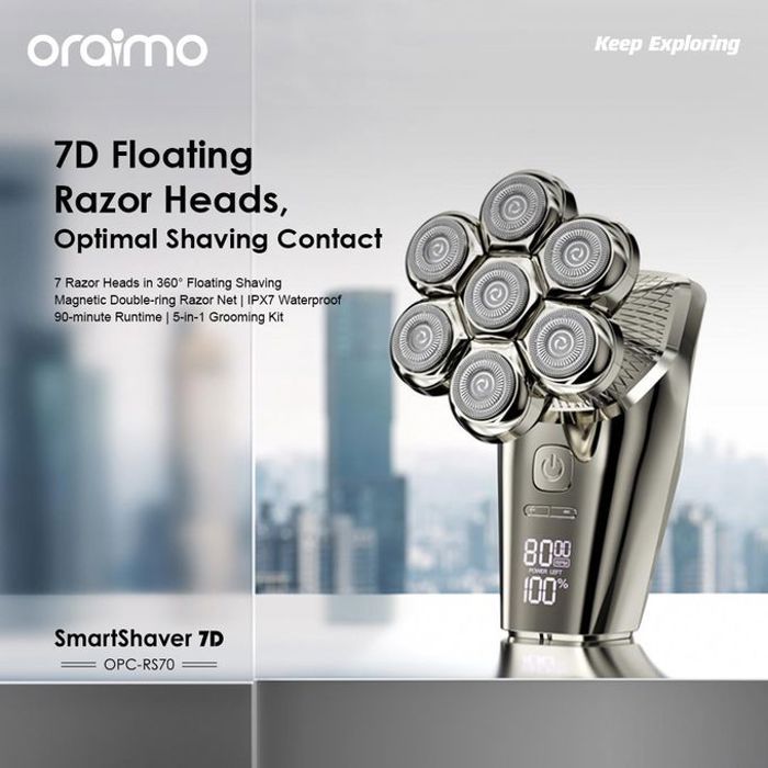 Oraimo Smart Shaver 7D 7 Razor Heads 360° Shaver (OPC-RS70)