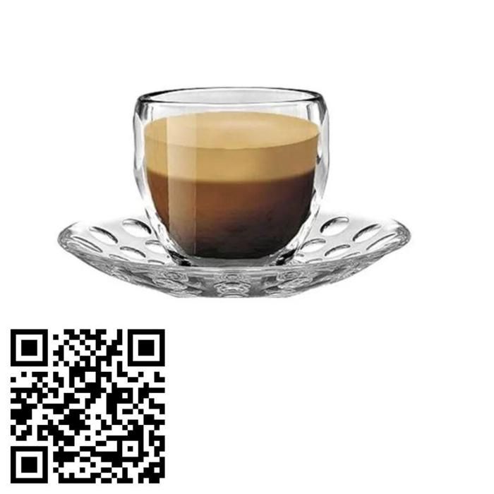 Set de 3 Tasses en Verre avec Soucoupes Élégantes pour un Café Chic