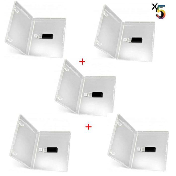 5 boitiers de rangement pour cles usb transparent - 5 pièces