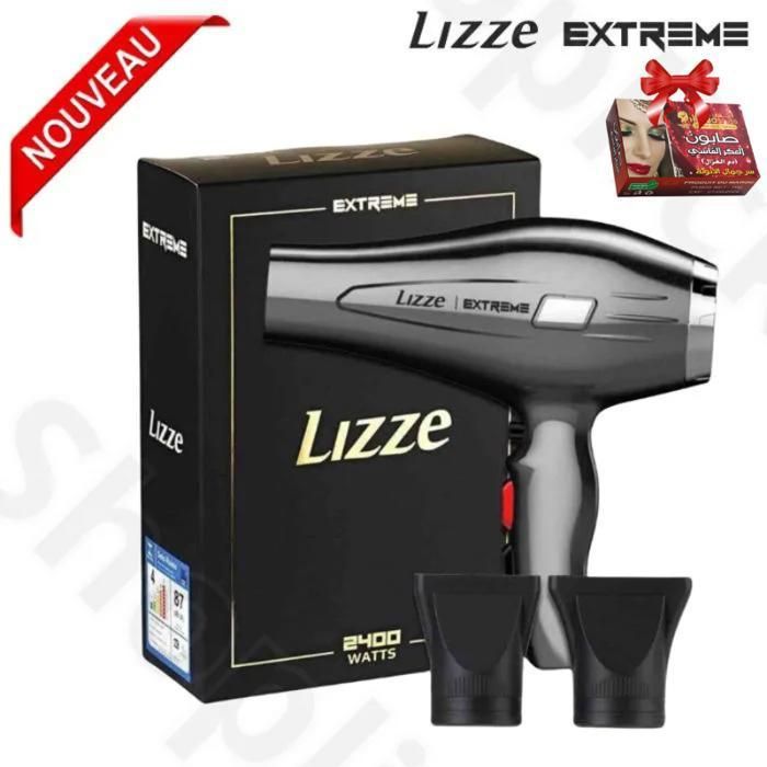 Sèche-cheveux Professionnel Lizze Extreme 2400 W utilisé dans les salons de beauté.+Savon aakr fassi
