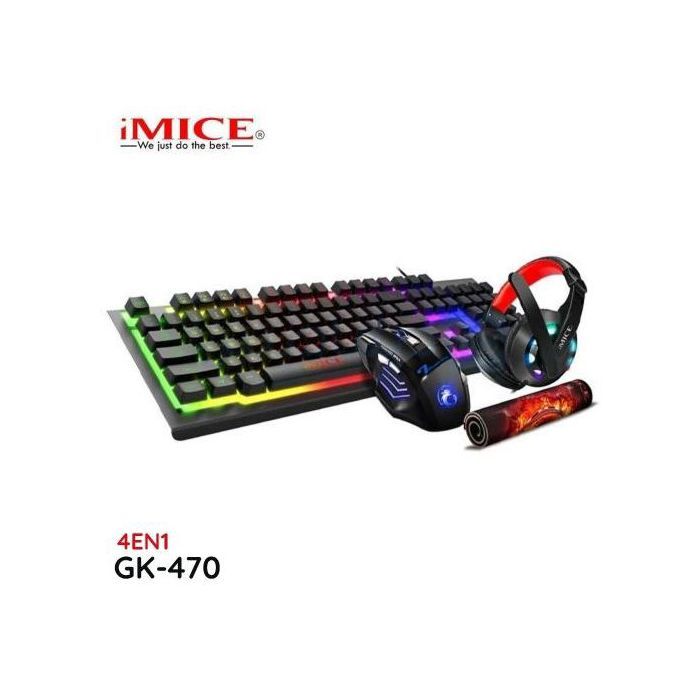 Imice GK-470 4 en 1 Casque + Souris + Clavier + Tapis Souris