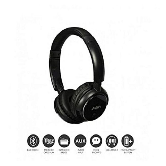 Nia Casque Bluetooth Sans Fil Q1 avec Micro, Lecteur SD, Radio FM, Entree Aux