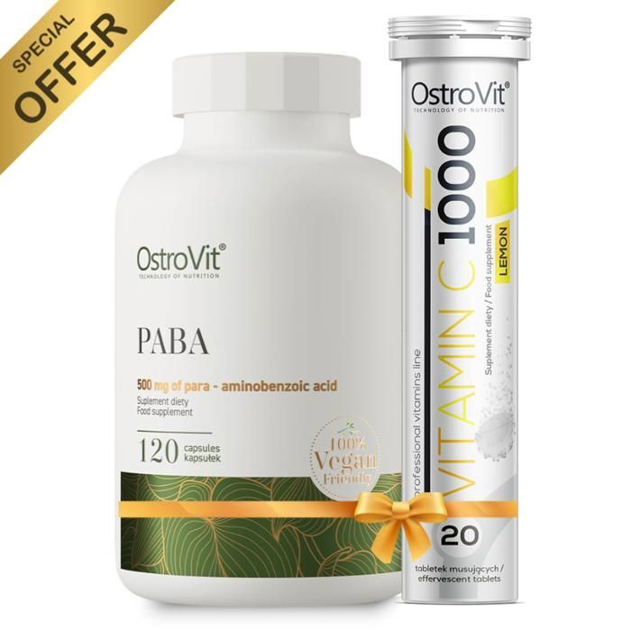 Pack PABA 120 Caps - Vitamine B10 + Vitamin C 1000mg  20Tabs