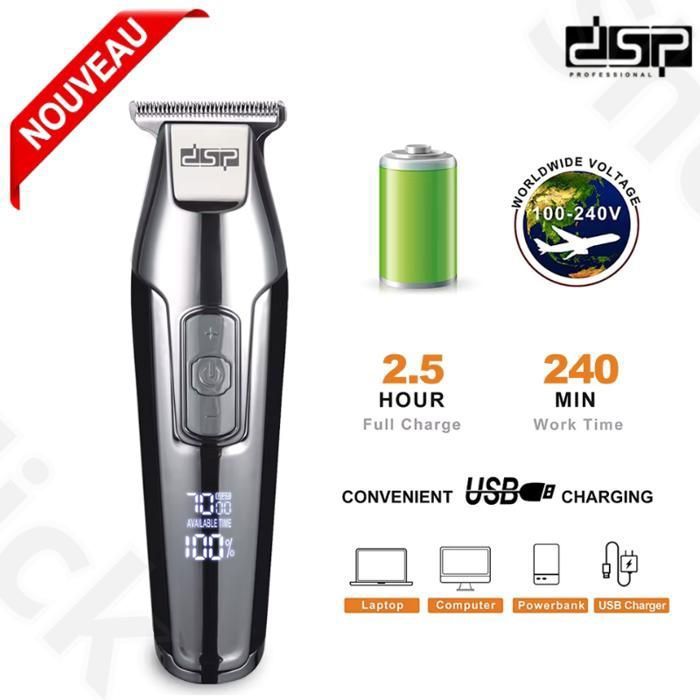 Tondeuse à cheveux multifonctionnelle sans fil à affichage numérique, chargeur USB DSP