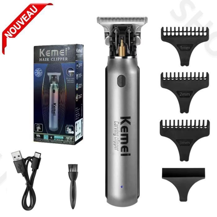 Tondeuse à barbe pour homme, tondeuse à cheveux électrique sans fil, kit de coupe de cheveux