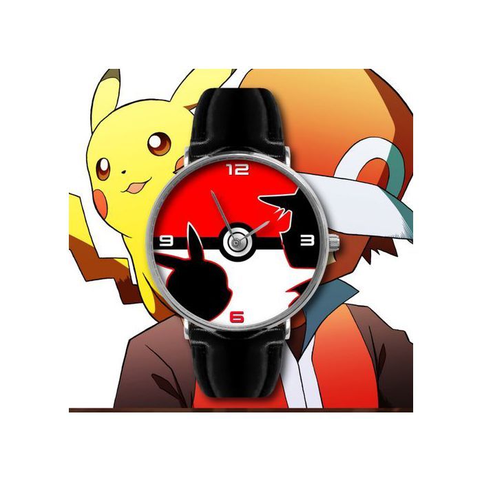 montre pokémon pikatchu ash Montre en Cuir à Quartz avec Bande en Cuir