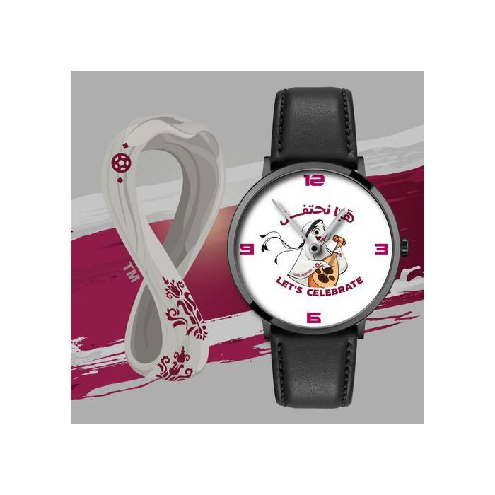 montre la'eeb FIFA WORLD CUP QATAR 2022 style 7 à Quartz avec Bande en Cuir football,game