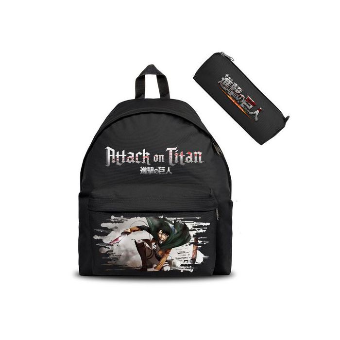 Attack On Titan Anime Levi Ackerman Survey Corps Style 3 - Cartable & Trousse Backpack Scolaire