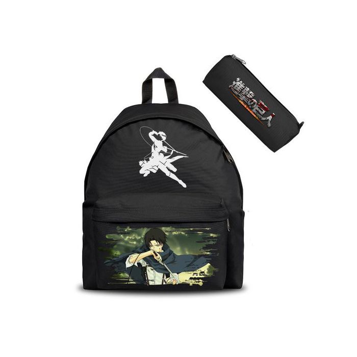 Attack On Titan Anime Levi Ackerman Survey Corps Style 2 - Cartable & Trousse Backpack Scolaire