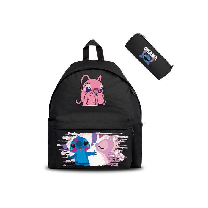 Stitch & Lilo Angel Pink Ohana Disney Style 10 - Cartable & Trousse Backpack Scolaire