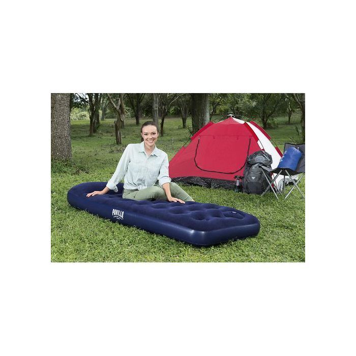 Matelas gonflable - BESTWAY - 1 place - Pompe à pied intégrée - Vinyle robuste - Confort velours