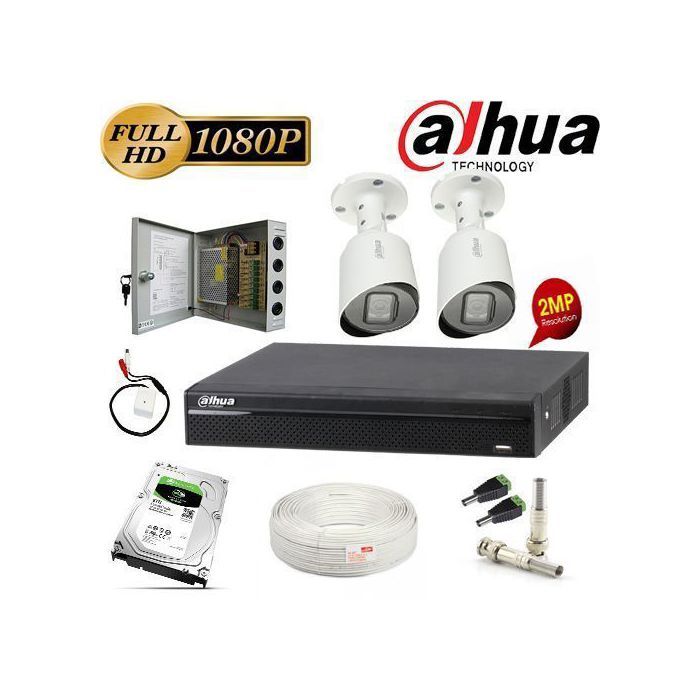 Dahua Pack Complet de Camera de Surveillance de A à Z 2MP 1080P 2MP