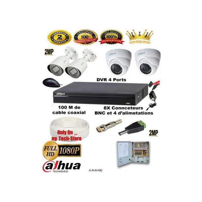 Dahua Kit vidéos surveillance Complet les cameras de surveillance de DAHUA 2MP