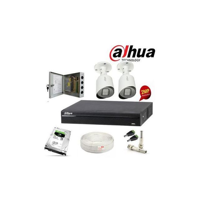 Dahua Pack Complet de 2 Camera de Surveillance de A à Z 2MP 1080P