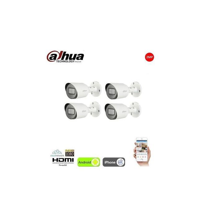 Dahua PACK 4 CAMERAS  Blanches extérieure waterproof 2MP Full HD Qualité Supérieure