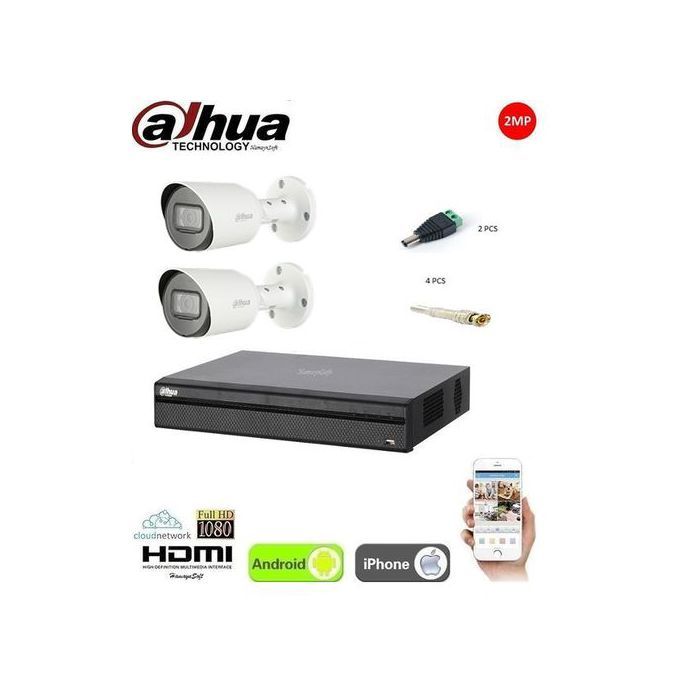 Dahua Pack 2 Camera Dahua - DVR + 2 CAMERA 2 MP EXTERIEURE +CONNECTEURS