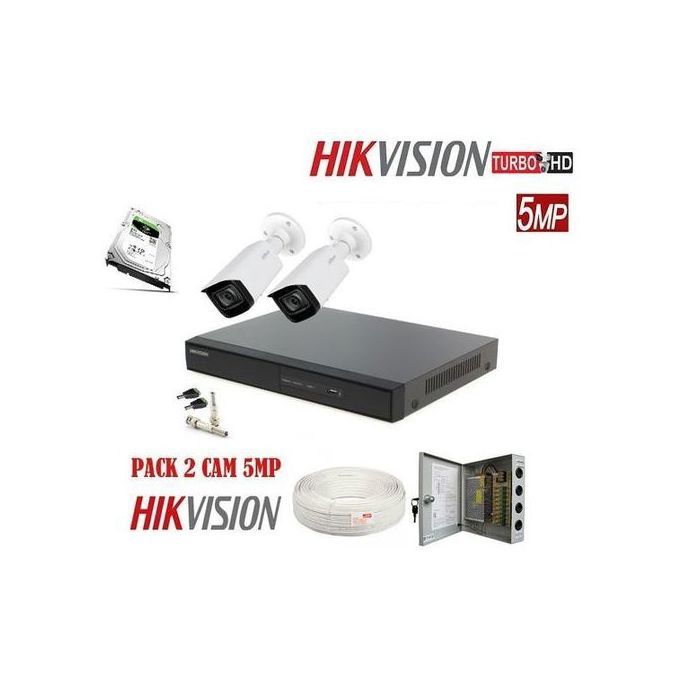 Hikvision Pack Complet de 2 Camera de surveillance 5MP A à Z