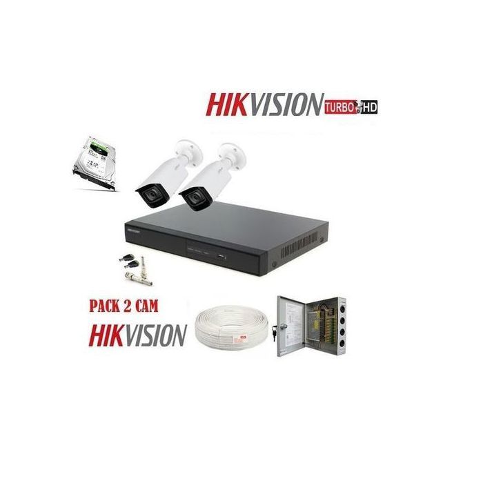 Hikvision Pack Complet de 2 Camera de surveillance 2MP A à Z