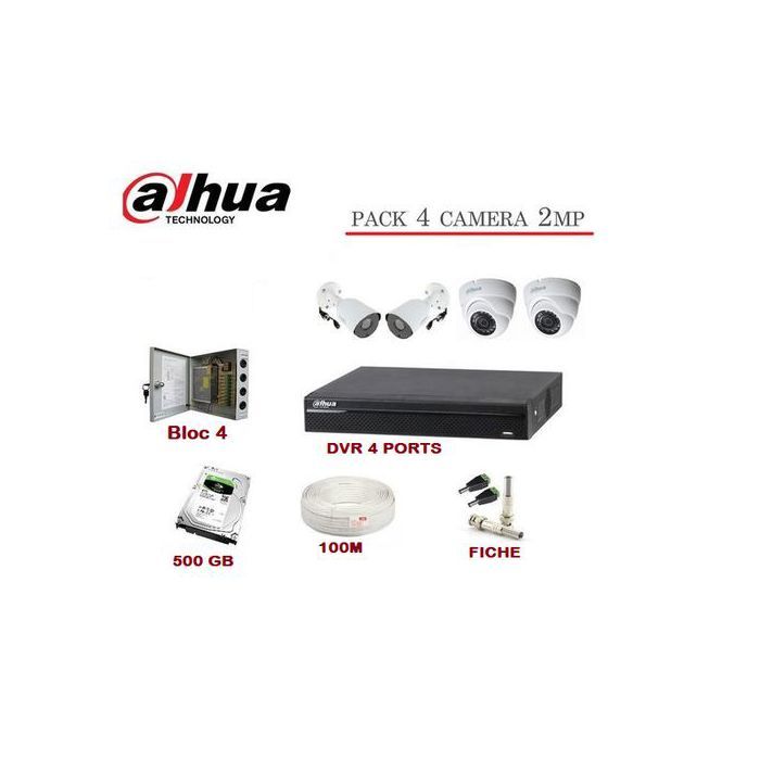Dahua Pack Complet de 4 Camera de Surveillance-2MP de A à Z 2MP