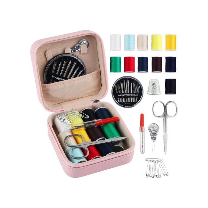 Kit de Couture Portable 56 Pcs, Boîte d'Accessoires avec 11 Bobines de Fil, 30 Aiguilles