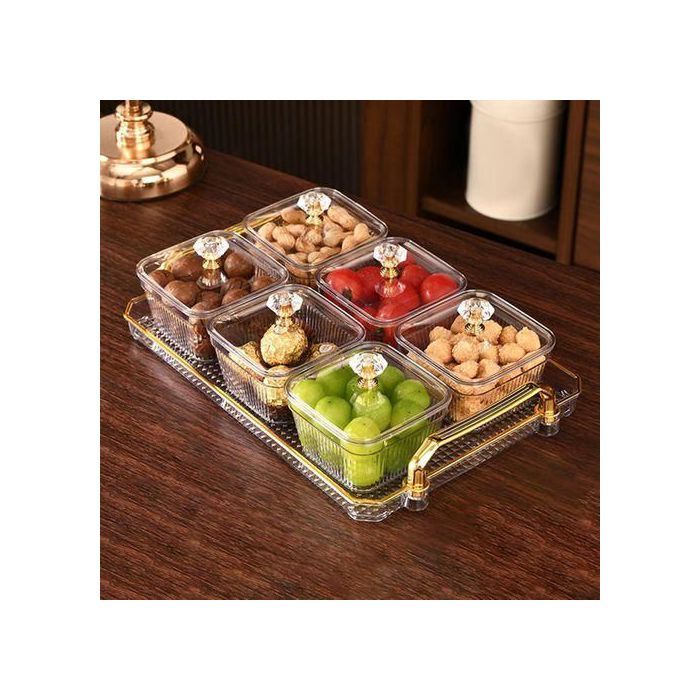Set de 6 boîtes avec couvercles et Plateau de service pour fruits secs et bonbons