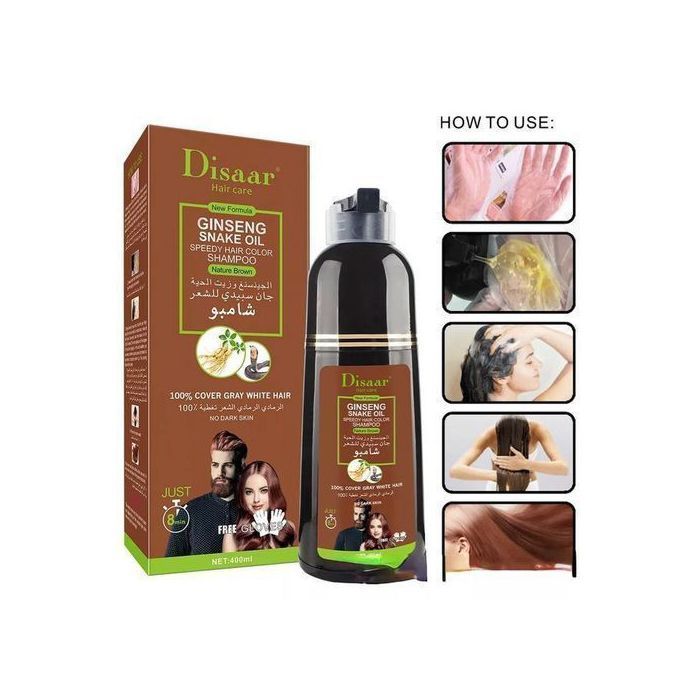 Disaar Shampoing Marron Pour Cheveux Endommagés, Couverture De Coloration - 400ml