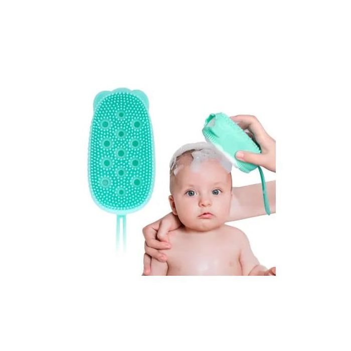 Brosse de bain en silicone avec crochet, masseur pour shampoing et nettoyage, pour enfants et adultes