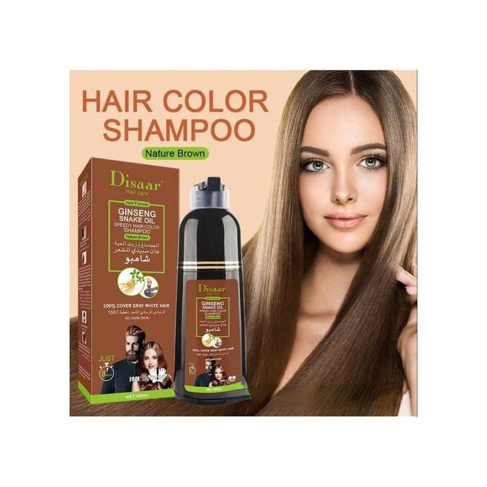 Shampoing Naturel pour Cheveux Blancs, Coloration Brune avec Soins aux Plantes, 400ml