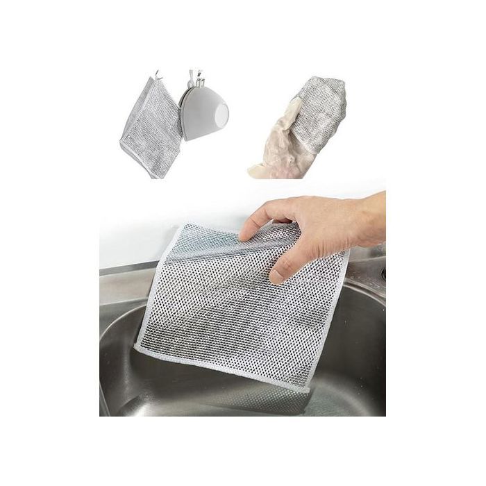 Lot de 5 Tampons de Nettoyage Microfibre Anti-Rayures, pour Évier et Comptoir de Cuisine