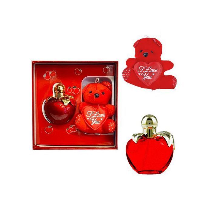 Coffret Cadeau avec Eau de Parfum et Adorable Nounours Rouge, Parfum d'Amour