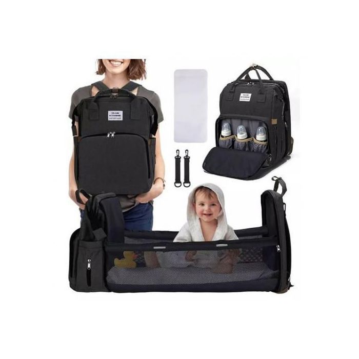 Sac à couches de bébé, Sac à Dos avec lit Portable pour Bébé noir