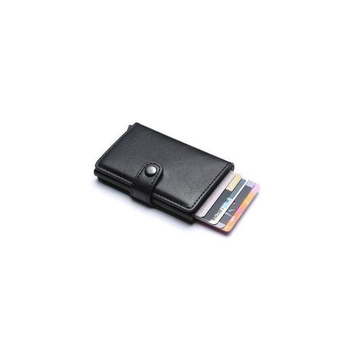 Portefeuille Pop-Up en Aluminium avec Blocage RFID, Protection Antivol Cartes Bancaires, Noir