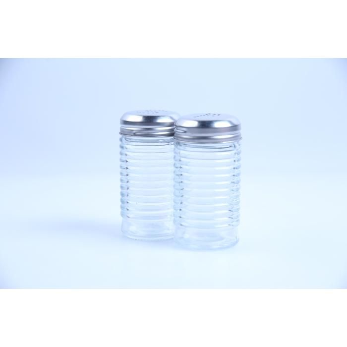 2 Pots à Épices en Verre + Couvercle Inox 80 ml
