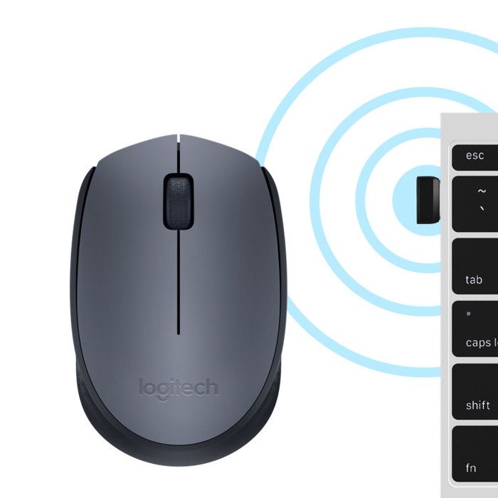 M170 Grey-K souris Ambidextre RF sans fil Optique 1000 DPI (910-004642)