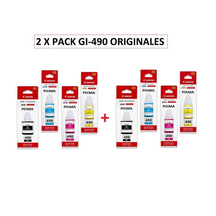 2 x Pack Bouteilles d'encre GI-490 pour les imprimantes PIXMA G Sèries