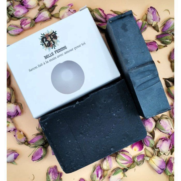 Savon au charbon actif - Artisanal - 100g - Végétalien - Purifiant - Détoxifiant