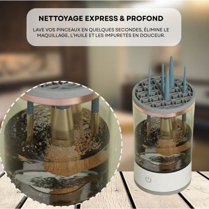 Nettoyeur de pinceaux de maquillage électrique, nettoyeur de pinceaux de maquillage rotatif automatique, adapté à tous les pinceaux