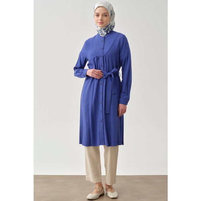 Tunique - Tuğba - Saxo - Bleu - Manches longues - Taille jusqu'au 52