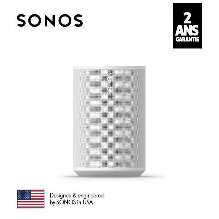 Haut-parleur sans fil - SONOS - ERA 100 - Son stéréo calibré - Basses profondes - Couleur blanche