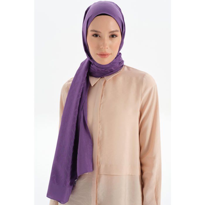 Châle à motifs - Naturel - Violet - 73 x 198 cm - Printemps / Été - Chic