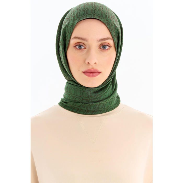 Châle à motifs - Kaki - 75 x 190 cm - 80% Viscose - Chic - Printemps / Été