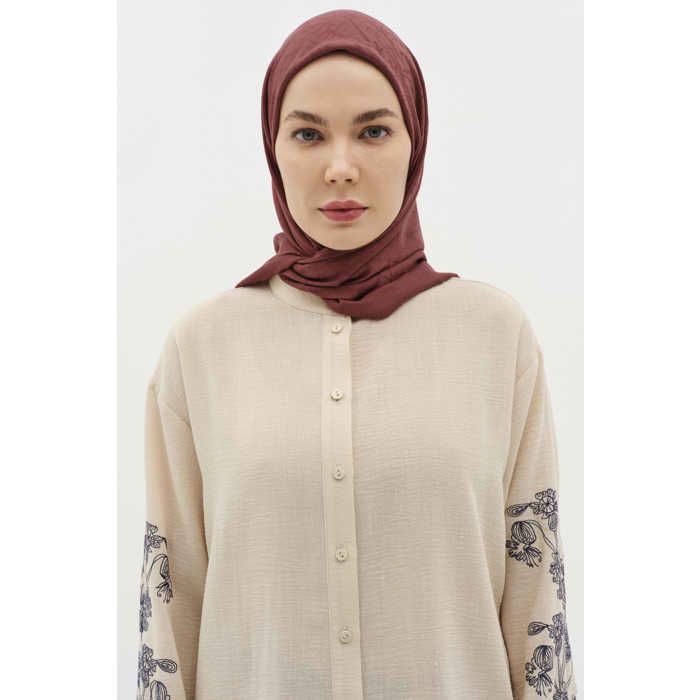 Écharpe naturelle à motifs mixtes - Bordeaux