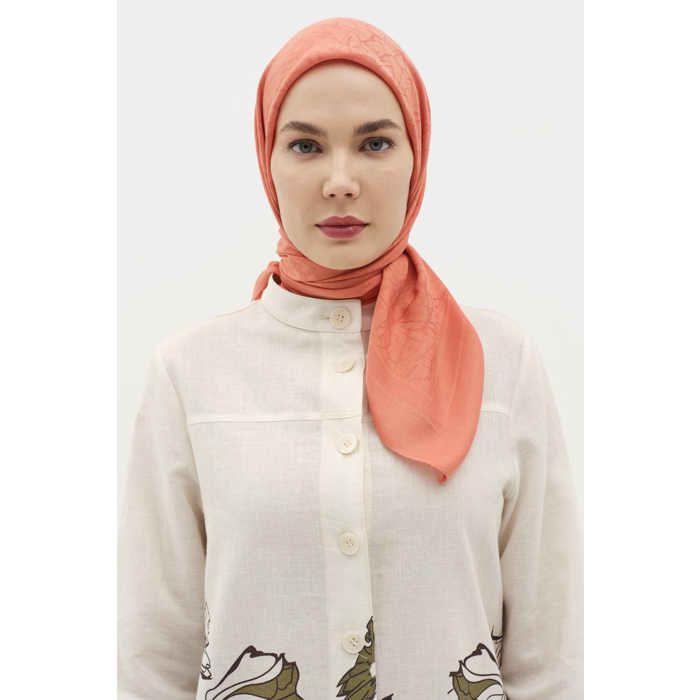 Écharpe naturelle à motifs mixtes - Orange