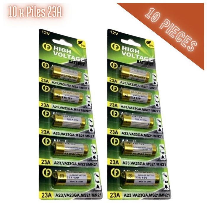 Lot 10 x Piles A23 12V Batterie Alcaline Multi Usage - Batterie Pile Alkaline 12 volt 23A V23GA