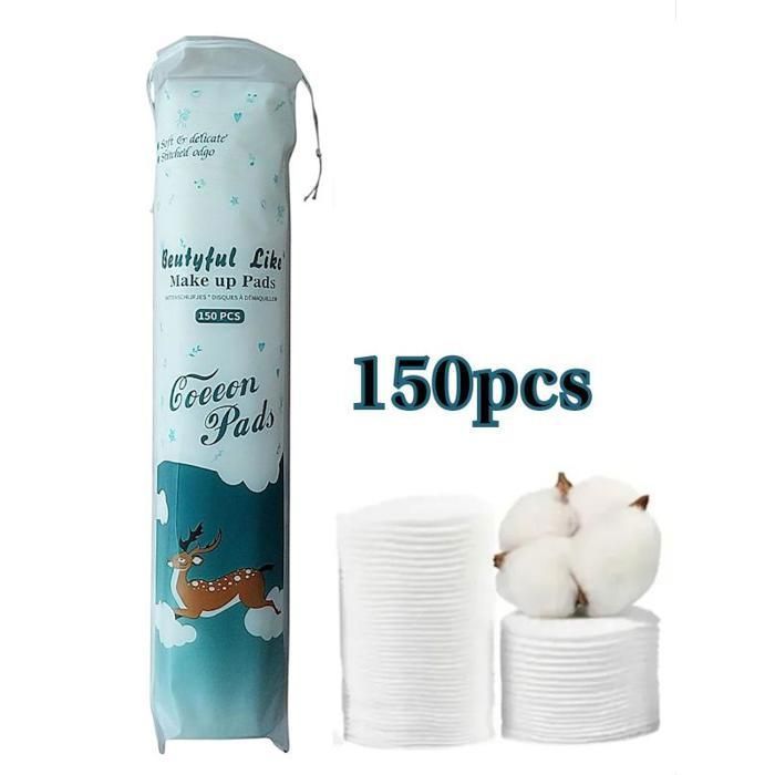 Coton disque démaquillant - 150pcs - Doux - Résistant - Pour tous types de peau
