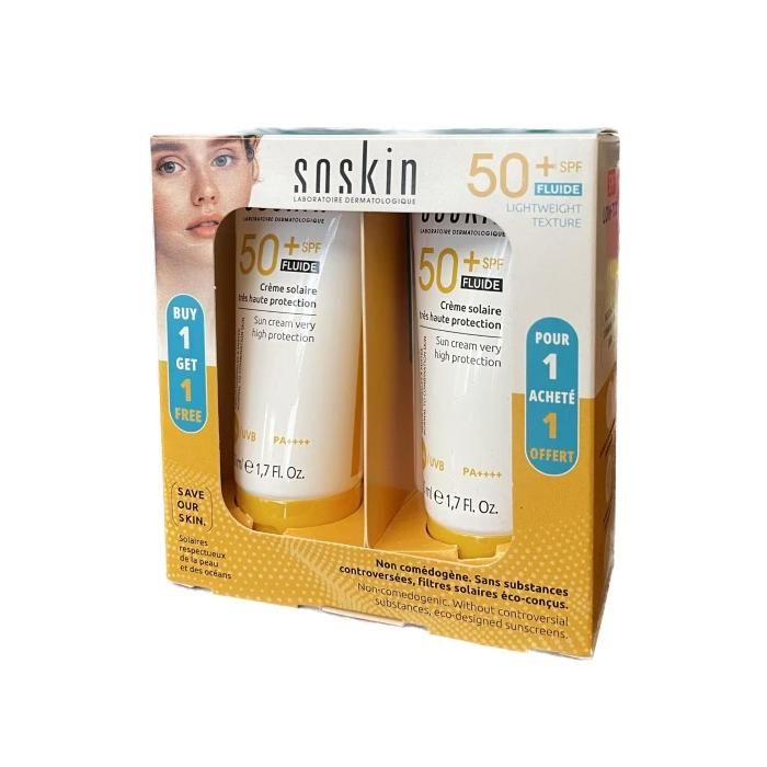 Soin solaire - SOSKIN - SET Sun Très Haute Protection SPF50+ - Texture fluide - 50 ml - Non comédogène