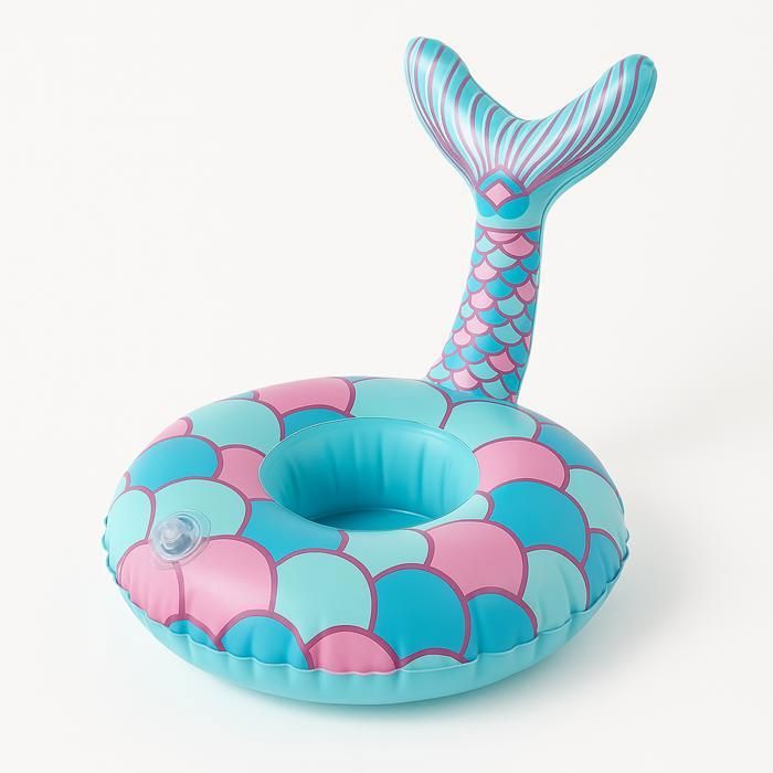 Porte-gobelet Gonflable Sirène – Flotteur Pastel avec Queue et Écailles