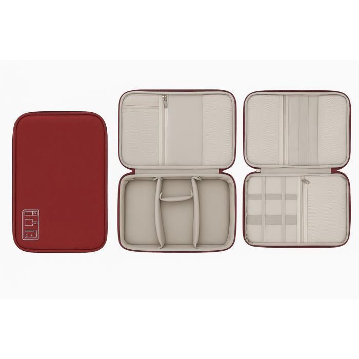 Trousse Organisatrice Électronique – Élégante, Maligne & Toujours Prête – Bordeaux