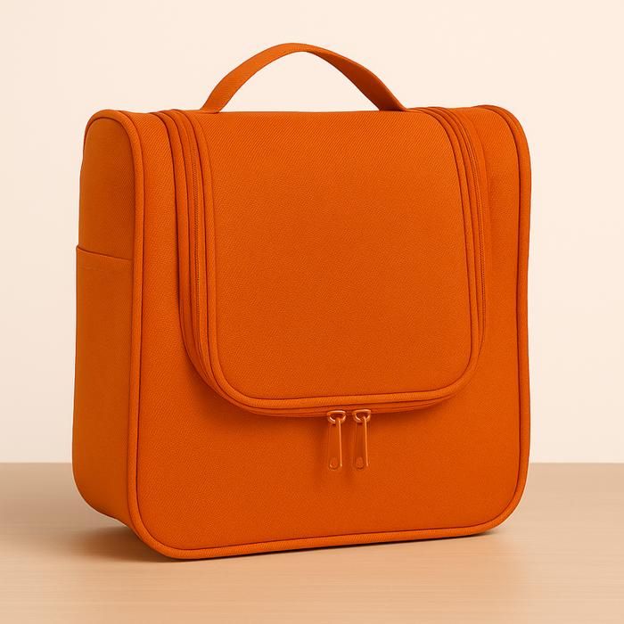 Trousse de toilette suspendue - Orange - Compacte - Imperméable - Zippée